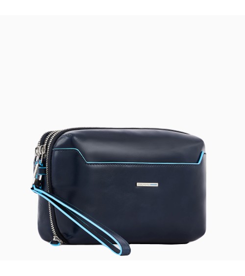 Piquadro Blue Square Clutch: Leather Wrist Bag | Official Store